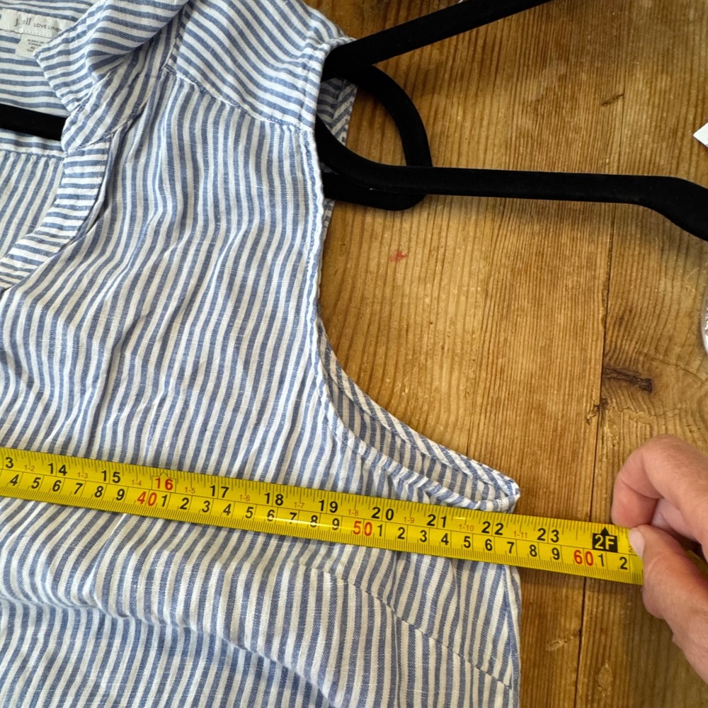 J. Jill Sleeveless Top Women XL Tall Blue White Stripe 100% Linen Button Down - Picture 5 of 9